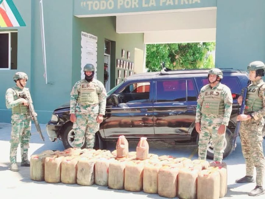 El Ejército frustra contrabando de 162 galones de gasolina que sería llevado a Haití